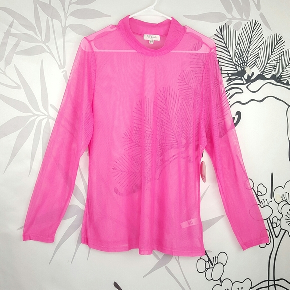 full circle trends Tops - NWT Neon Pink Mesh Long Sleeve Top